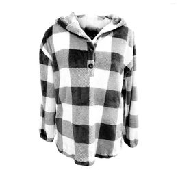 Women's Hoodies Gingham Half Button Drop Shoulder Hoodie Womens Casual Plaid Shacket Down Long Sleeve Sweatshirt Lightweight Women