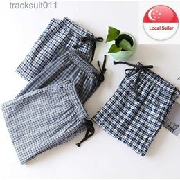 Women's Sleepwear Cotton Modal Light Cooling 100% sleep bottoms men simple Pyjama sleepwear man Pyjamas male pants casual plaid home L230918