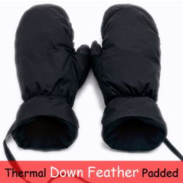 Ski Gloves Down Feather Thermal Snowboard Ski Gloves men women Winter Warm snow mountain Skiing snowmobile mittens kids long rope hang 230918