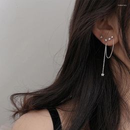 Dangle Earrings 925 Silver Needle Zircon Star Drop Earring For Women Girls Wedding Party Korean Design Elegant Jewellery Gift Eh630