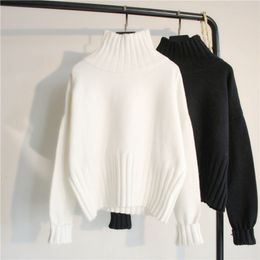 Women s Sweaters Sweater Turtleneck Elasticity Knitted Ribbed Slim Jumpers Long Sleeve Autumn Winter Tops Warm Female White 230918