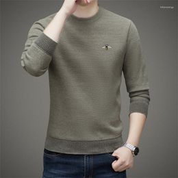 Men's Sweaters Autumn Winter Velvet Chenille Sweater Men Padded Thickening Warm Trendy Pullovers Fashion Mens Round Neck Embroidered Base