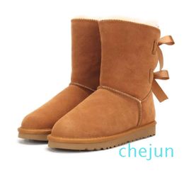 bow women snow boots keep warm boot Cowskin Sheepskin Plush fur boots dustbag card fine christmas gift