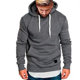 Men's Hoodies Men Solid Color Loose Pockets Drawstring Sweatshirts Outdoor Sports Tracksuits Hooded Tops Minimalism Pullovers Sudadera