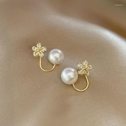 Stud Earrings 2023 Arrival Fashion Water Drop Simple Light Luxury Zircon Female Ins Trend Pearl Flower Jewellery