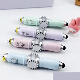 Ballpoint Pens Wholesale New Fidget Spinner Pen Rotating Blue Cartoon Led Light-Emitting Touch Drop Delivery Office School Business In Dh13R