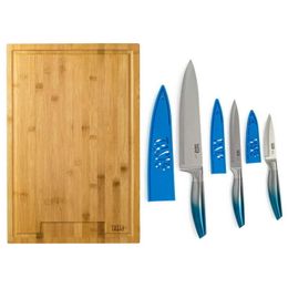 Cheese Tools Piece Bamboo Chopping Block and Ombre Knife Set Royal Blue Ginger grater mini Butter holder knife spreader 230918