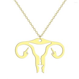 Chains Stainless Steel Creative Body Organ Uterus Pendant Necklace Unisexual Boho Necklaces 45cm Chain Mom Accessories Gift