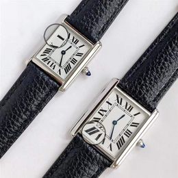 22mm 26mm Geometric Rectangle Tank Wristwatch Senior Must Quartz Watches Female Roman Number Watch Black Leather Sapphire Crystal 203t