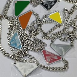 Womens Mens Luxury Designer necklace Chain Fashion Jewelry Black White P Triangle Pendant Design Party Silver Men Necklaces Jewell208C
