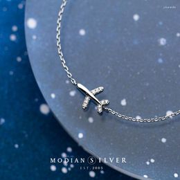 Link Bracelets Fashion Sliver Luminous CZ Cute Mini Aeroplane Bracelet For Women Chain Korea Style Fine Jewellery Bijoux Wholesale