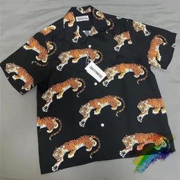 Men's Casual Shirts 2021ss Tiger Pattern Printing WACKO MARIA Hawaii Shirt Men Women 11 Quality T-Shirt Top Tees305i