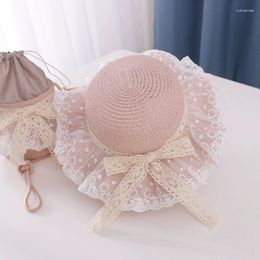 Hats Kids Summer Lace Sun Caps Straw Children's Outings Girl Princess Baby Beach Bucket Hat