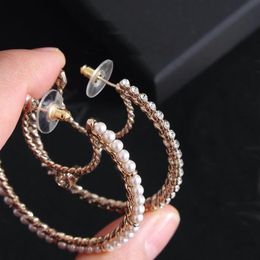 Fashion brand Have stamps moon pearl hoop earrings aretes for lady women party wedding marry jewelry engagement lovers gift with b211H