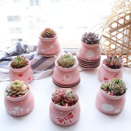 Vases Cute Pink Series Net Red Milk Pot Multi Flower Small Platter Ceramic Plant Home Decoration
