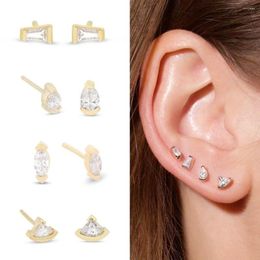 Stud Earrings Stainless Steel Crystal Piercing Dainty Flat Tragus Earring Women Gold Color Small Ear Cartilage Lobe Earing Jewelry