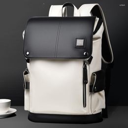 School Bags Man Backpack Soft Leather Recharging Laptop Bag Male Waterproof Travel Fashion Casual Quality Men's