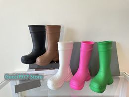 Women Designer Boot Boots Rain Rubber Winter Rainboots Platform Ankle Slip-On Half Pink Black Green Focalistic Outdoor Luxury boots size 35-45