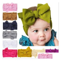 Hair Accessories Fashion Baby Girls Big Bow Headbands Elastic Bowknot Hairbands Headwear Kids Headdress Head Bands Born Turban Wraps Dhtfd