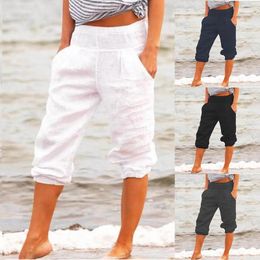 Women's Pants Damen Baumwolle Leinen Capri 3/4 Kurze Hose Freizeit Sommerhose Caprihosen Shorts Leggings Linen Cotton Leisure