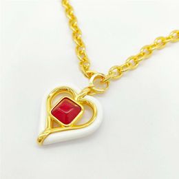 2023 Luxury quality Charm heart shape pendant necklace with red diamond in 18k gold plated have stamp box PS7520A2642
