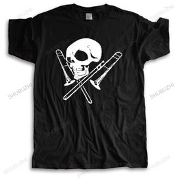 Men's T Shirts T-shirt Men O-neck Fashion T-shirts Cotton Tees Comfortable Brand Skull And Trombone Funny Top Tee