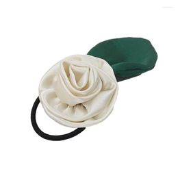 Hair Clips Handmade Rose Flower Ties Elastic Bands For Women Girl Holder Teen