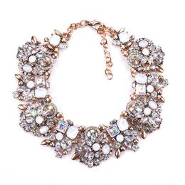 Charm Rhinestone Flowers Necklaces For Women Fashion Crystal Jewellery Choker Statement Bib Collar Necklace 2020256f