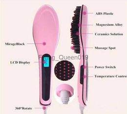 Hair Curlers Straighteners Hot US UK AU EU Plug Fast Hair Straightener Styling Tool Flat Iron Comb Brush Massage With LCD Digital Temperature Control HKD230918