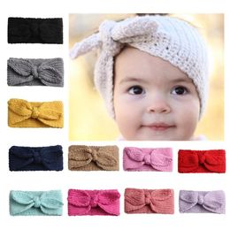 24pcs Lot Winter Warmer Ear Knitted Headband Turban For Baby Girls Crochet Bow Wide Stretch Hairband Headwrap Hair Accessories3232