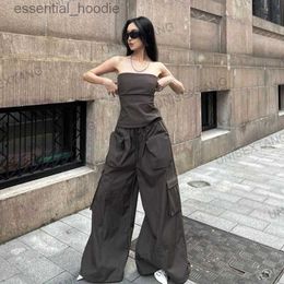 Women's Jumpsuits Rompers Spring Autumn Fashion Gray Brown Sweet Cool Hot Girl Design Sense Overalls Tube Top Trousers Suit Female Trendy L230918