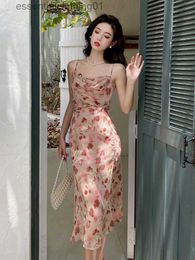 Basic Casual Dresses Fashion Summer Long Evening Dresses For Women Elegant Print Sexy Strap Slim Midi Party Vacation Mujer Vestido Robe Femme Clothes L230918