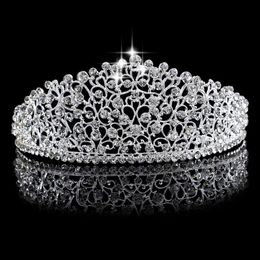 Gorgeous Sparkling Silver Big Wedding Diamante Pageant Tiaras Hairband Crystal Bridal Crowns For Brides Hair Jewelry Headpiece244V