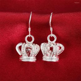 Dangle Earrings 925 Sterling Silver Crown Drop For Women Wedding Engagement Party Fashion Charm Jewellery Gifts