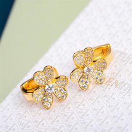 S925 silver clip earring with Flowers and all diamond for women wedding Jewellery gift WEB 145300x