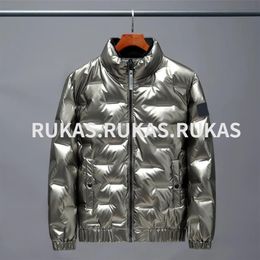 Bright down jacket fashion men's short 2023 new Korean version stand collar wash light simple leisure thickened white duck do224G