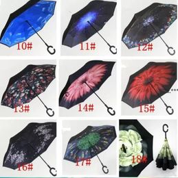 Reverse Umbrellas Windproof Reverse Layer Inverted Umbrella Inside Out Stand Windproof Umbrella Inverted Umbrellas sea shipping tt0123