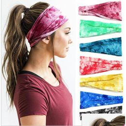 Hair Accessories Tie Dye Boho Wide Cotton Stretch Women Girls Headband Fascinator Turban Headwear Bandage Bands Bandana Headpiece Dr Dh8B7