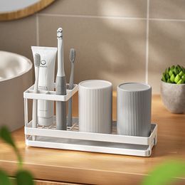 Toothbrush Holders Toothbrush Holder Stainless Steel Multifunction Practical Bathroom Toothpaste Holder Stand Vertical Toothbrush Holder Storage 230918