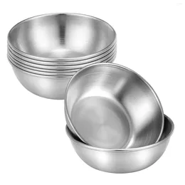 Plates UPKOCH 8pcs Stainless Steel Seasoning Dishes Round Sushi Dipping Bowl Sauce Saucers Mini Appetiser Saucer