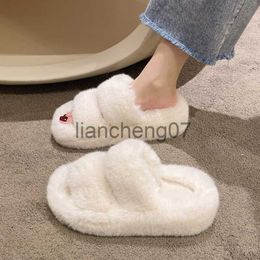 Slippers 2022 Pairs of Furry Women's Shoes for Autumn Winter New Outer Wear Flat-bottomed Slippers Warm and Comfortable Cotton Slippers x0916