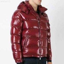 Designer Mens Shiny Purffer Jackets Parkas Black Coats Hooded Quality Casual Doudoune Homme Feather Outwear Double Zipper Padded Jacket Down-filled Badge 12gtd