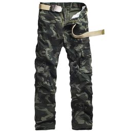 Mens CamouflageTrousers Cargo Pants Casual Sweat Outdoor Sports Pants Spring Autumn Clothes Plus Size Army Green High Quality Bran236P