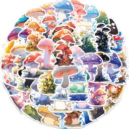 50Pcs-Pack Cartoon Mushroom Stickers Waterproof Vinyl Stickers for Luggage Water Bottle Laptop Car Planner Scrapbooking Phone Mac Door Wall Decals