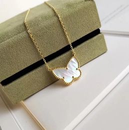 Gold Plated White Mother Pearl Butterfly Charm Short Chain Choker For Women Jewelry