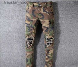 Men's Jeans Camo Jeans New Summer Fashion Mens Ripped Biker Casual Pants Hip Hop Jeans for Jeans Denim Long Pants L230918