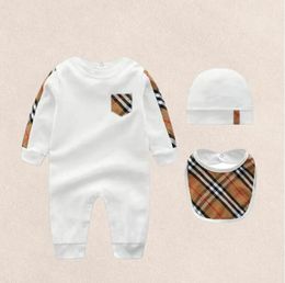 Kids 3pcs/set Hat Bib Jumpsuit Baby Girls Boys Rompers Newborn Toddler Baby Clothes BH15
