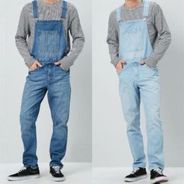 New Fashion Men's Jeans Overalls High Street Straight Denim Jumpsuits Hip Hop Men Cargo Bib Pants Cowboy Male Jean Dungarees211R