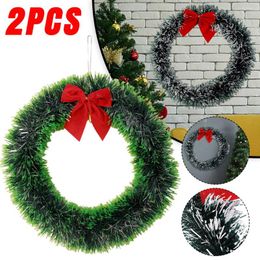 Decorative Flowers 2/1Pcs Christmas Wreath Xmas Tree DIY Garlands Vine Rattans Door Wall Hanging Ornaments Year Party Decorations Crafts