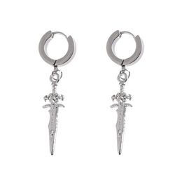 Dangle & Chandelier HipHop Rock Staniless Steel Dagger Drop Earrings For Men Women Small Sword Punk Fashion Jewelry 2021 Gift188s